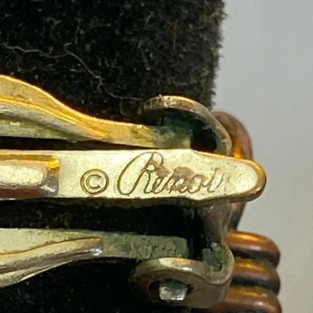 VINTAGE RENIOR CLIP ON COPPER EARRINGS - Picture 8 of 8
